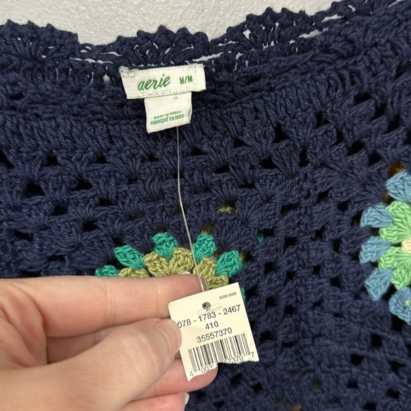 NWT Cottagecore Crochet Floral Long Puff Sleeve Top size Medium - Picture 5 of 8